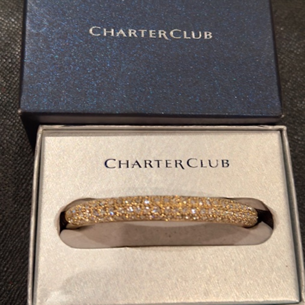Yellow gold finish Costume Jewelry Pave Bangle Bracelet